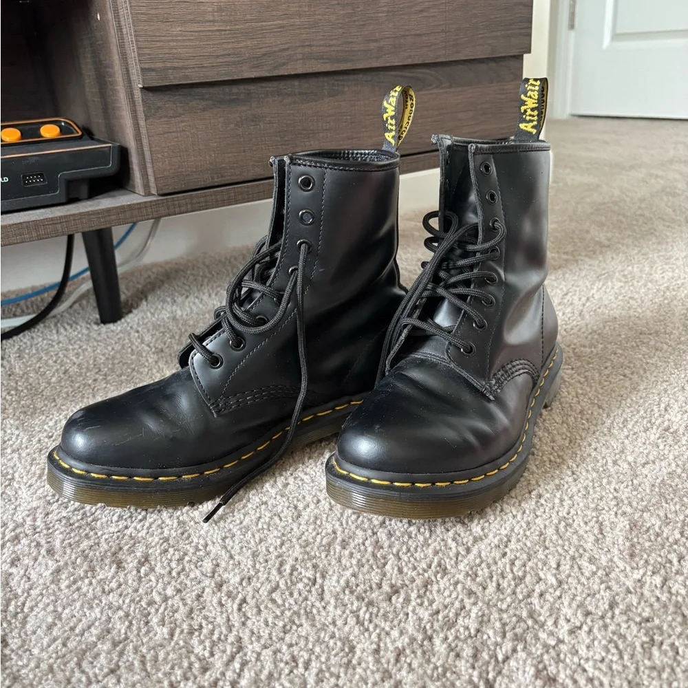 Dr. Martens | Shoes | Dr Martens Black Boots With Yellow  display picture 3